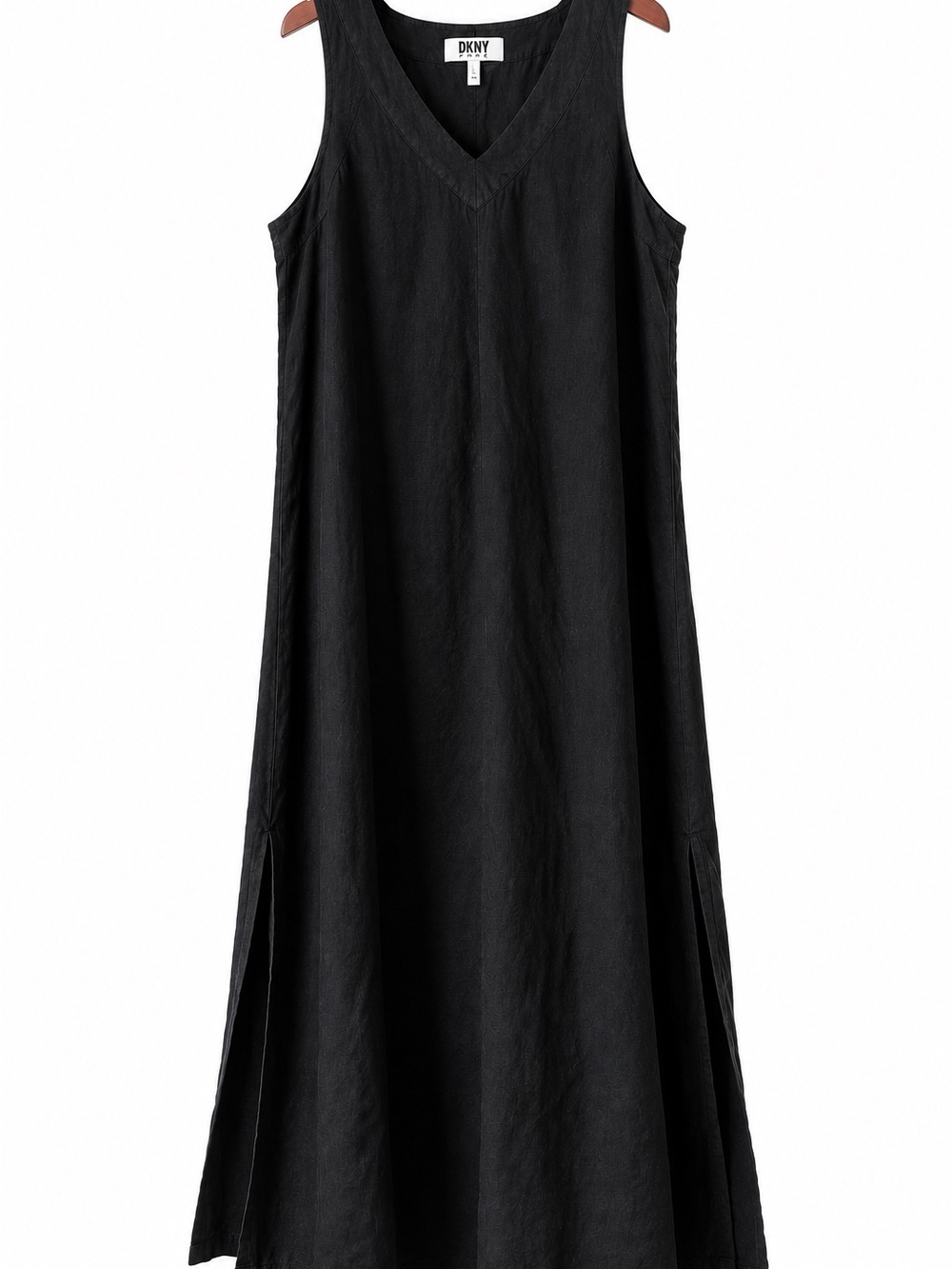 DKNY Pure 100% Linen Black Maxi Dress XL 90s Minimalist Quiet Luxury